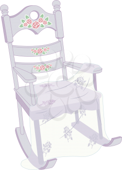 Illustration of a Rocking Chair with a Shabby Chic Design