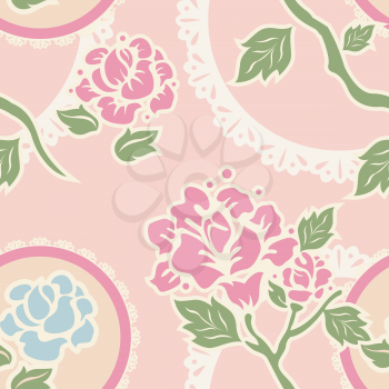 Background Illustration Featuring a Seamless Pattern with a Shabby Chic Design
