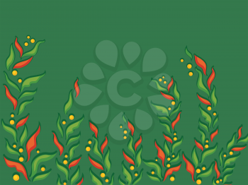 Illustration Featuring Poinsettias Pressed Against a Green Background