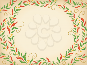 Background Illustration Featuring Poinsettias Arranged in a Circle