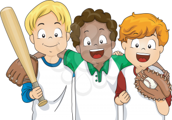 Illustration Featuring a Group of Boys Ready to Play Baseball