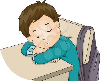 Illustration Featuring a Little Boy Sleeping in Class