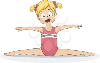 Illustration Featuring a Young Female Gymnast Doing a Split