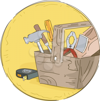 Icon Illustration Featuring a Tool Box Full of Different Tools