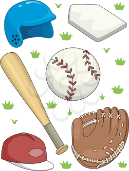 Illustration Featuring Different Baseball Related Items
