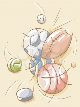 Illustration Featuring Balls Designed with Random Strokes