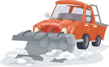 Illustration Featuring a Snow Plow Plowing Through Snow