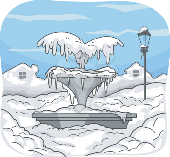 Illustration Featuring a Frozen Water Fountain