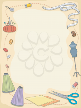 Background Illustration Featuring Different Sewing Materials