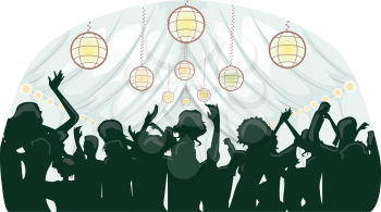 Illustration of a Wedding Reception Celebrated Through a Tent Party