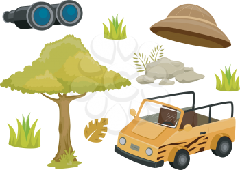 Illustration Featuring Different Safari Elements