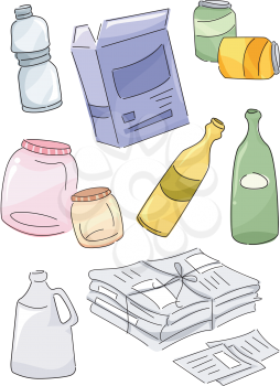 Illustration Featuring Different Recyclables