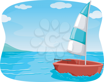 Illustration of a Sailboat Sailing in the Ocean