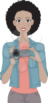 Illustration of a Girl Holding a Video Camera