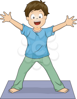 Illustration of a Young Boy Doing the Standing Starfish Yoga Pose