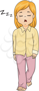 Illustration of a Girl Sleepwalking