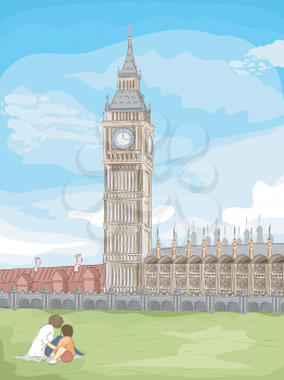 Sketchy Illustration of Big Ben in London