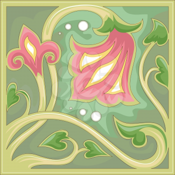 Illustration of a Tile with a Floral Design