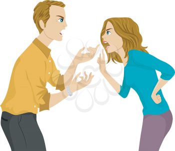 Illustration of a Husband and Wife Arguing