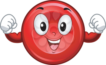 Mascot Illustration Featuring a Red Blood Cell Flexing its Muscles