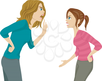 Illustration of a Mother and Daughter Arguing