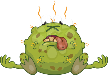 Mascot Illustration Featuring a Dead Germ