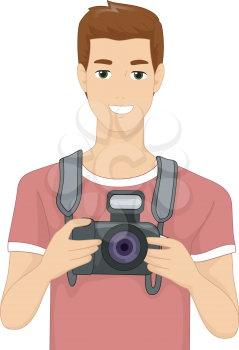 Illustration of a Man Holding a DSLR Camera