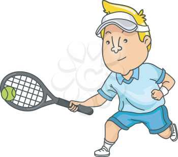 Illustration of a Tennis Player Hitting the Ball
