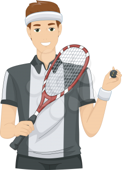Illustration of a Man Dressed as a Squash Player