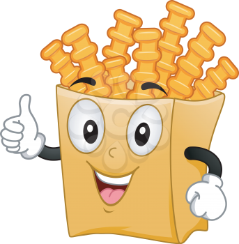 Mascot Illustration Featuring a Pack of Crinkle Cut Fries Giving a Thumbs Up
