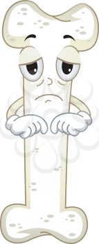 Mascot Illustration Featuring a Sad Worn Out Bone