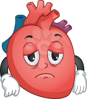 Mascot Illustration Featuring a Sad Worn Out Heart
