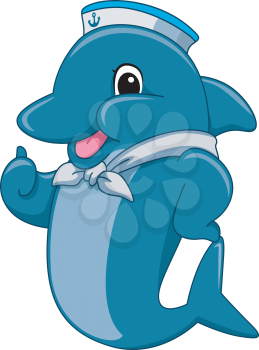 Mascot Illustration Featuring a Dolphin Sailor Giving a Thumbs Up