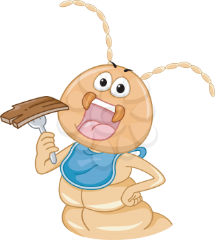 Illustration of a Termite Eating Wood