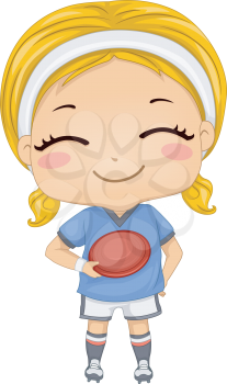 Illustration of a Girl Dressed in Frisbee Gear