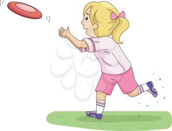 Illustration of a Boy Catching a Frisbee