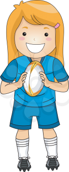 Illustration of a Girl Dressed in Rugby Gear