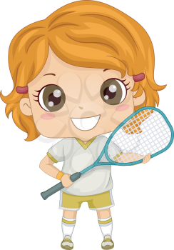 Illustration of a Girl Dressed in Squash Gear