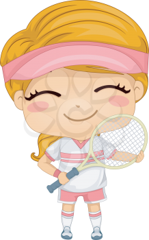 Illustration of a Girl Dressed in Tennis Gear