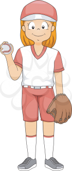 Illustration of a Girl Dressed as a Baseball Pitcher