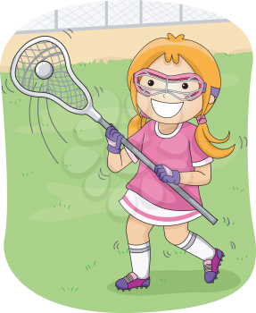 Illustration of a Girl Playing Lacrosse