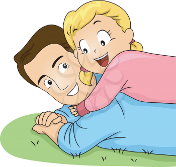 Illustration of a Daughter Hugging Her Father