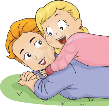 Illustration of a Daughter Hugging Her Mother