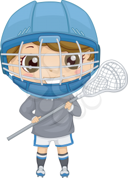 Illustration of a Boy Dressed in Lacrosse Gear