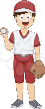 Illustration of a Boy Dressed as a Baseball Pitcher