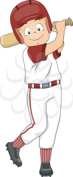 Illustration of a Boy Dressed in Baseball Gear Assuming a Batter's Position