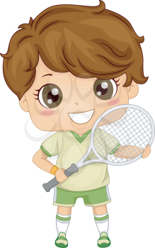 Illustration of a Boy Dressed in Tennis Gear