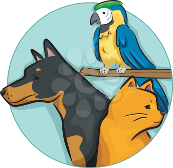 Illustration of Design Elements Featuring Different Pets