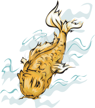 Illustration Featuring a Golden Koi Fish