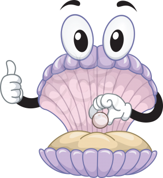 Mascot Illustration Featuring a Shell Holding a Pearl